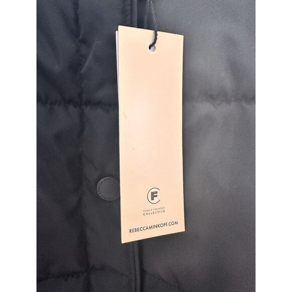 NWT Rebecca Minkoff Womens Quilted Puffer Jacket Size M‎ Collarless Black Preppy - Picture 11 of 14
